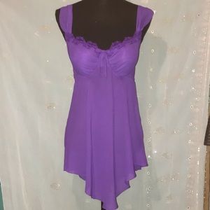 Purple sheer night gown woman L